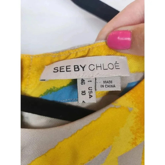 See By Chloe Dress Short Yellow and Blue Size 10. - Picture 3 of 7